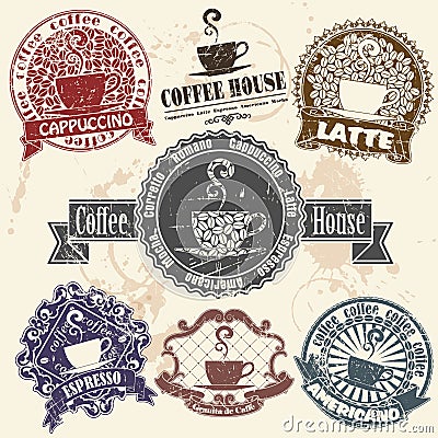 Set of coffee stamp Vector Illustration