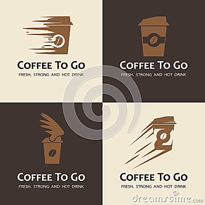 Set of coffee to go labels Vector Illustration