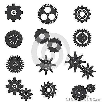 Set of Cog and Machine Vector and Icon Vector Illustration