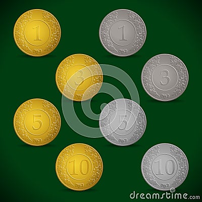 Set of coins. Vector Illustration