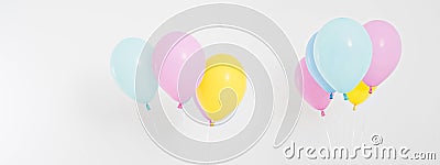 Set,collage coloured balloons background. Celebration, holidays, summer concept. Design template, billboard or banner blank Stock Photo