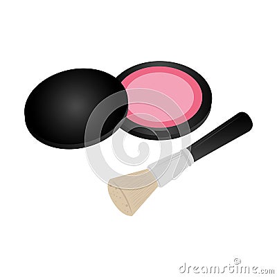 Set collection blush with brush makeup Vector Illustration