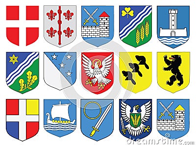 Estonia Coat of Arms Counties Set Vector Illustration