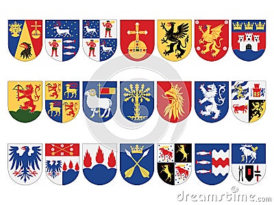 Set Collection of Coat of Arms of Sweden Counties Vector Illustration