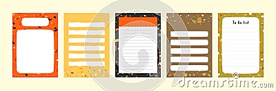 Set collection of colorful blank memo note letter file document diary book template layout with abstract terrazzo seamless pattern Vector Illustration