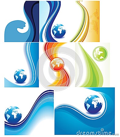 Set of collection colorful set wave Vector Illustration