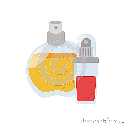 Set collection glass bottle spray fragrance Vector Illustration