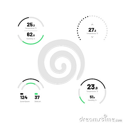Set with collection of indicator template. Dashboard UI and UX Kit. Vector Illustration