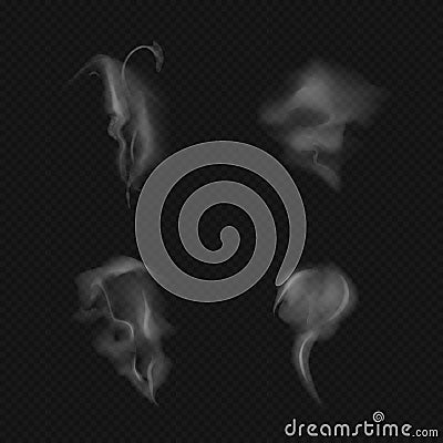 Set, collection, layouts, templates, realistic smoke, couple, against dark background. Vector Illustration