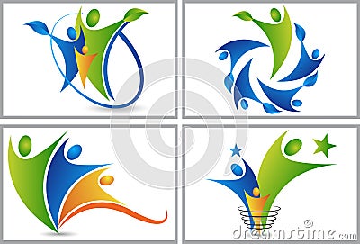 Set collection people logos Vector Illustration