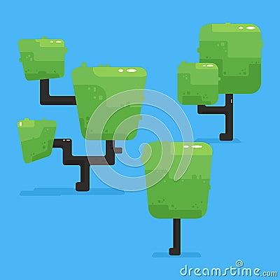 Set collection of trees in flat rounded fun sleek and smooth Vector Illustration