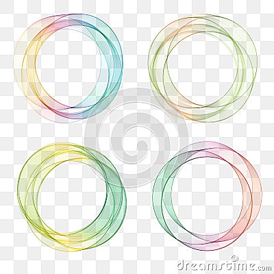 Set collection of trendy multicolored overlapping transparent circle shaped logo design elements Vector Illustration