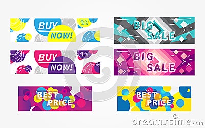 Set collection of vector horizontal promotion banners Vector Illustration