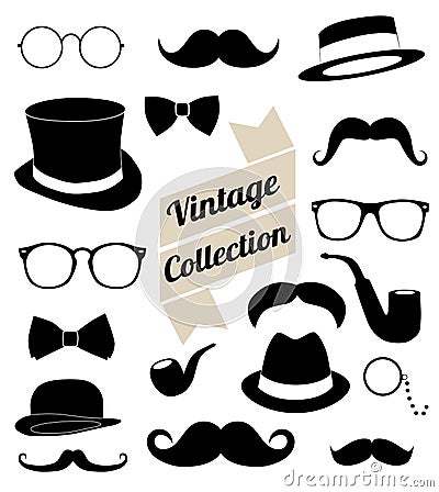 Set of collection vintage fashion elements. illus Vector Illustration