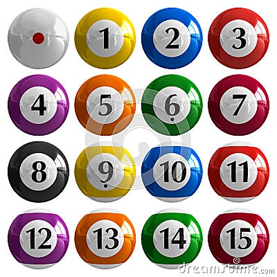 Set of color american billiard balls Stock Photo