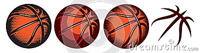 A set of color basketballs with different designs. Templates for logo design. Vector isolated illustration Vector Illustration