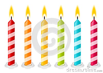 Set of color Birthday candles Vector Illustration