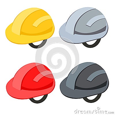Set of color construction helmets for design Vector Illustration