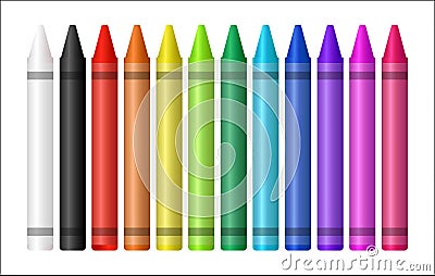 Set of a color crayon on white background Vector Illustration