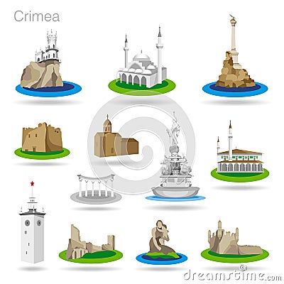 Set of color Crimea icons Vector Illustration