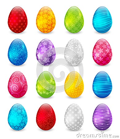 Set of color Easter eggs Vector Illustration