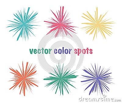 Set of color editable sharp spots. Bright color crystal circles. Summer icons abstract shapes Vector Illustration