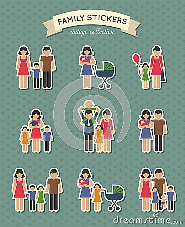 Set of color family icons Vector Illustration