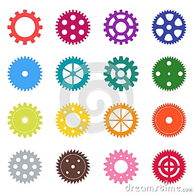 Set of color gear wheels, vector illustration Vector Illustration