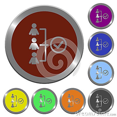 Set of color glossy coin-like successful teamwork buttons Stock Photo