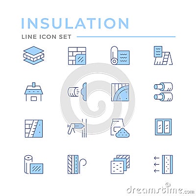 Set color line icons of insulation Vector Illustration