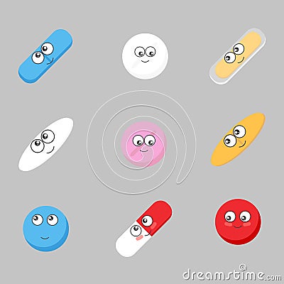 Set of color medicine Vector Illustration