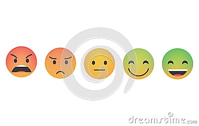 Set of color mood emoticon Vector Illustration