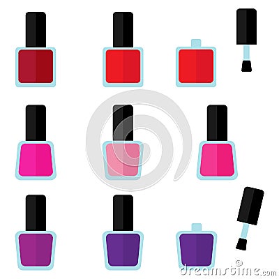 Set of color nail polishes Vector Illustration