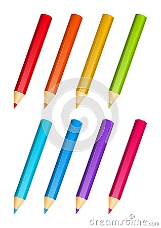 Set of color pencils isolated Vector Illustration