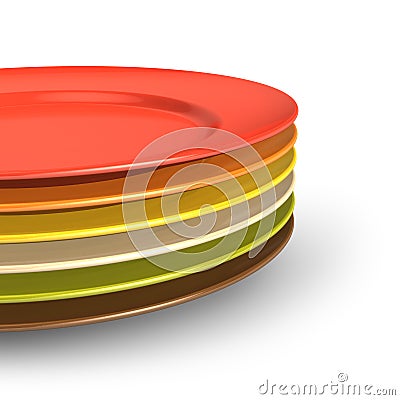 Set of color porcelain plates Stock Photo