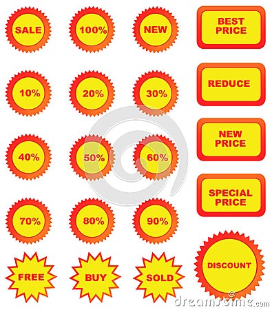 Set of color price tags Vector Illustration