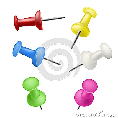 Set of color pushpins Vector Illustration