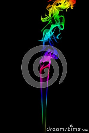 Set of color smoke swirl, abstract, background. Black isolated. Stock Photo