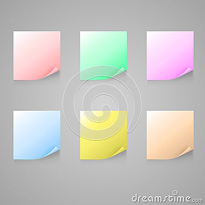 Set of color stick note Vector Illustration