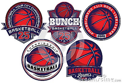 Set of color templates on the theme of basketball. Vector editable illustration. Elements for business card design, style, website Vector Illustration