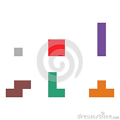 Set of color tetris block, color puzzle icon , logic fun game vector illustration Vector Illustration