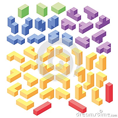 Set of color tetris blocks Vector Illustration