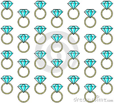 Set of color vector illustrations with black outline. Pattern on a girly theme. Cartoon images of a gold ring with a Vector Illustration