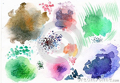 Set of color watercolor stains Stock Photo