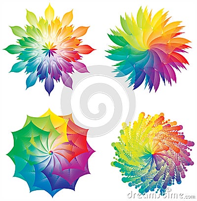 Set of Color Wheels / Circles / Flowers Rainbow Colors Vector Illustration