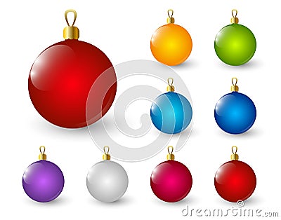 Set of color Xmas balls Vector Illustration