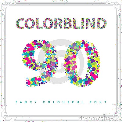 Set of Colorblind Style Font in Vector. Fresh trendy colors. Vector Illustration