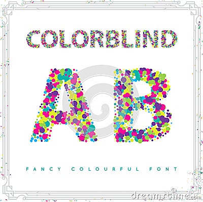 Set of Colorblind Style Font in Vector. Fresh trendy colors. Vector Illustration