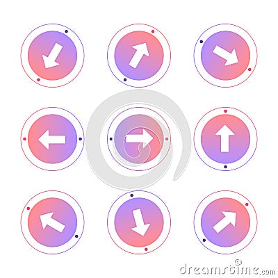 Driving direction icons, controls elements. Vector Illustration