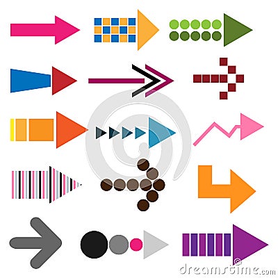 Set of colored arrow icons Vector Illustration